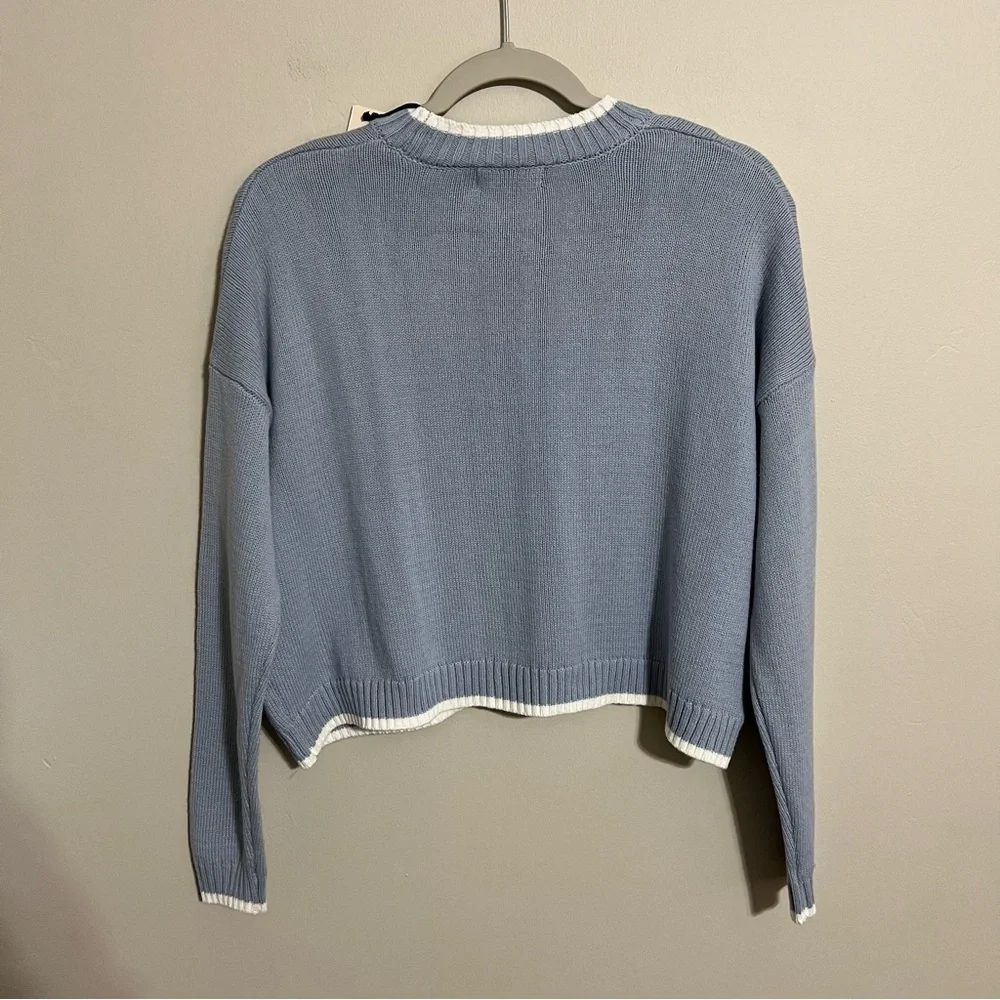NWT Sincerely Jules Self Love Blue Cropped Knit Sweater size XS